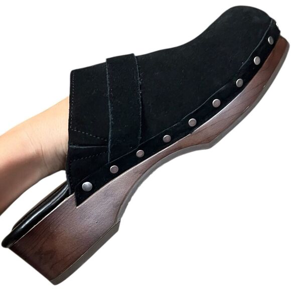 Splendid Black Leather Studded Olive Clogs 8.5 - Picture 2 of 6